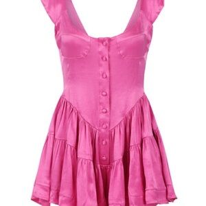 Hot pink satin romper